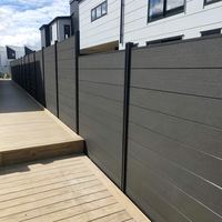 Clôture en WPC Teck, clôture de jardin solide pour l'intimité, clôture composite, panneaux extérieurs, poteaux en aluminium, imperméable, installation facile, clôture en bois