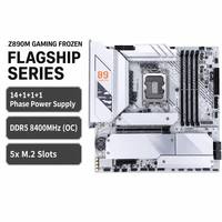 Carte mère Z890M GAMING FROZEN LGA1851 PCB blanc DDR5 8400 OC Alimentation 14 phases 5x emplacements M.2 PCIe 5.0 WiFi 7 Micro ATX PC