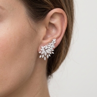 Boucles d'oreilles pour femmes serties d'ailes d'ange en zircon, arrangement dégradé coréen d'œils de cheval, ailes de diamant, boucles d'oreilles à tige en argent