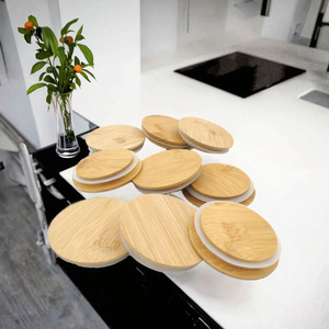 Tapas Clásicas y de Madera Yozon al por Mayor con Anillo de Sellado y Orificio para Pajita para Frascos de Vidrio para Velas - Product Image 2