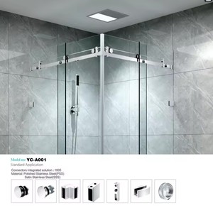 Set di ferramenta in vetro per bagno all'ingrosso 304 in acciaio inossidabile accessori per porte scorrevoli senza cornice per doccia - Product Image 3