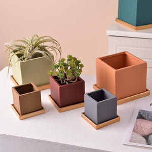 Couvertures de pots de fleurs d'Europe du Nord Pots carrés en céramique pour plantes Vert Simple Large Extra-Large Kit de jardinières pour le jardin - Product Image 6