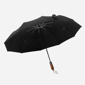 Luxury <span class=keywords><strong>Single</strong></span> Layer Mens Folding <span class=keywords><strong>Umbrella</strong></span> Tự Động Mở Hình Bầu Dục Gỗ Xử Lý 3 <span class=keywords><strong>Fold</strong></span> <span class=keywords><strong>Umbrella</strong></span> Với Logo Tùy Chỉnh - Product Image 4