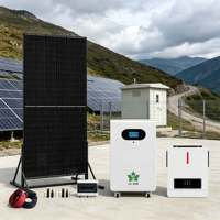 Kit d'alimentation solaire hybride complet pour maison de campagne avec batterie au lithium et onduleur pour l'alimentation hors réseau des villages isolés