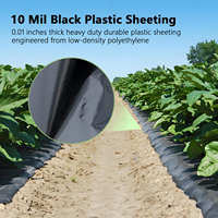 Rouleau de feuille de plastique noir 10 mil 10 'x 100' Film de polyéthylène pour tissu de chute, construction de barrière de vapeur de béton de barrière de mauvaises herbes