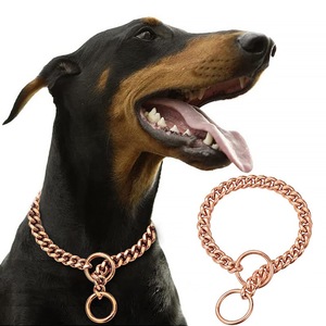 Collar de Cadena P de Acero Inoxidable Chapado en Oro de 10 mm, Collar Cubano Antideslizante, Martingala, Collar Antimordiscos, Accesorio Duradero para Mascotas - Product Image 4