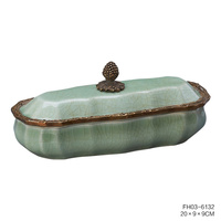 Plateau à fruits EXHY classique en porcelaine et cuivre avec décoration angulaire élégante 26*26*37cm pour la maison, le club-house, la salle à manger