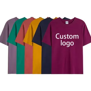 Magliette da uomo personalizzate di alta qualità cotone 100% 190gsm marchio personalizzato peso massimo Unisex t shirt Factory