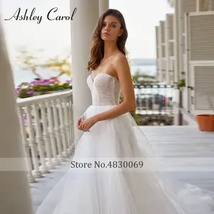 Ashley Carol A-line vestido De <span class=keywords><strong>novia</strong></span> Sexy sin tirantes brillante <span class=keywords><strong>novia</strong></span> desmontable con vestido De <span class=keywords><strong>Bolero</strong></span> Vestidos De <span class=keywords><strong>Novia</strong></span> - Product Image 3