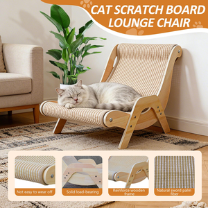 Modern Folding Eco-Friendly Interactive Sisal <b>Cat</b> Scratcher Recliner <b>Sofa</b> Hammock Wooden Grinding Claw Pad Replaceable Carton - Product Image 2
