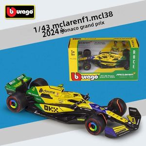 Modèle de voiture de course Formule 1 orange à l'échelle 1:43 en alliage moulé sous pression, style F1, avec base de présentation, jouet de collection à force de friction - Product Image 5