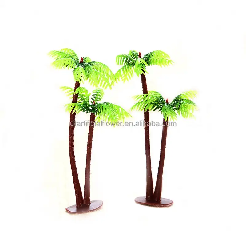 E23 Wholesale 10pcs/set mini artificial plants trees plastic coconut palm tree desktop architectural model Resin DIY decoration