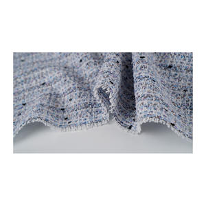Tela Tweed de Primera Calidad Hecha en Corea, Diseño Elegante, Rayas Multicolores en Blanco y Azul Cielo, Tejido Metálico, OEM y ODM, Textil Tejido - Product Image 5