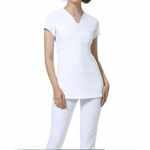 Costume uniforme de travail en soie à manches courtes pour femmes Logo personnalisé Massage thaïlandais SPA Salon esthéticienne ensembles de tuniques pour hôtels séances de beauté - Product Image 1