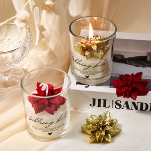 Christmas Themed Flower Shaped Scented Cup <b>Candle</b> Home Decor Long Lasting Fragrance Holiday Party Gift - Product Image 3