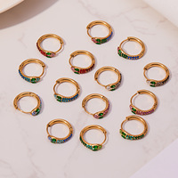 Boucles d'oreilles pour femmes en acier inoxydable de haute qualité, style géométrique à la mode, serties de diamants et de zircons