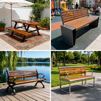 Table de jardin avec banc intégré, structure en acier antirouille, mobilier de loisirs d'extérieur