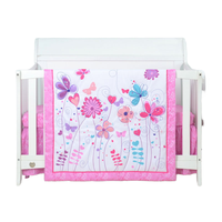 Parure de lit pour bébé, ensemble de literie en coton, Design Floral violet, dessin animé, pour berceau de bébé