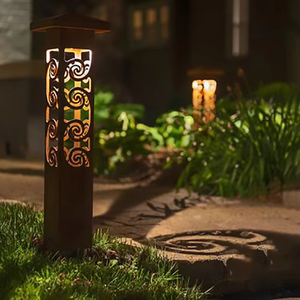 Lámpara de Jardín LED Tipo Bolardo, de Acero Corten, para Iluminación de Paisajes, Escultura Decorativa para Caminos Exteriores - Product Image 5