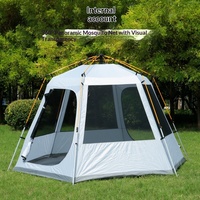 Tente hexagonale entièrement automatique de grande taille, style yourte, résistante au soleil et aux fortes pluies, pour le camping en plein air, pouvant accueillir 38 personnes