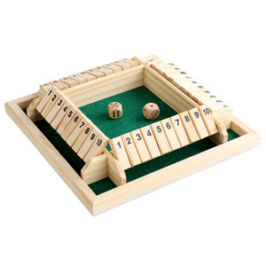 Jeu de société Shut the Box à quatre côtés avec 10 numéros, jeu de société en bois avec rabats et dés, jeu de société <span class=keywords><strong>pour</strong></span> adultes et familles - Product Image 3
