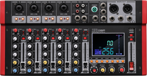 Consola mezcladora de audio mini de 4/6 canales para transmisión, precio de fábrica TM, mezclador de audio para KTV familiar, USB/BT, 18/99 efectos, grabación - Product Image 3