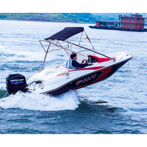Lancha rápida de fibra de vidrio FAT 4.8M con motor fueraborda Mercury de 60HP a gasolina para recreación - Product Image 1