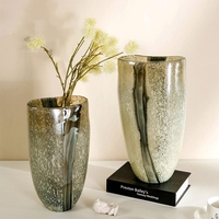 Décor Cylindre Moderne Simpleelegant Vase Ovale Fleurs Vase En Verre Pièce Maîtresse De Table De Luxe Vases En Verre Blanc Pour Plantes En Plein Air