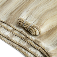 Extensions de cheveux à double trame de 18 et 24 pouces, trame machine, 100% cheveux humains véritables, blond cendré, trame volume