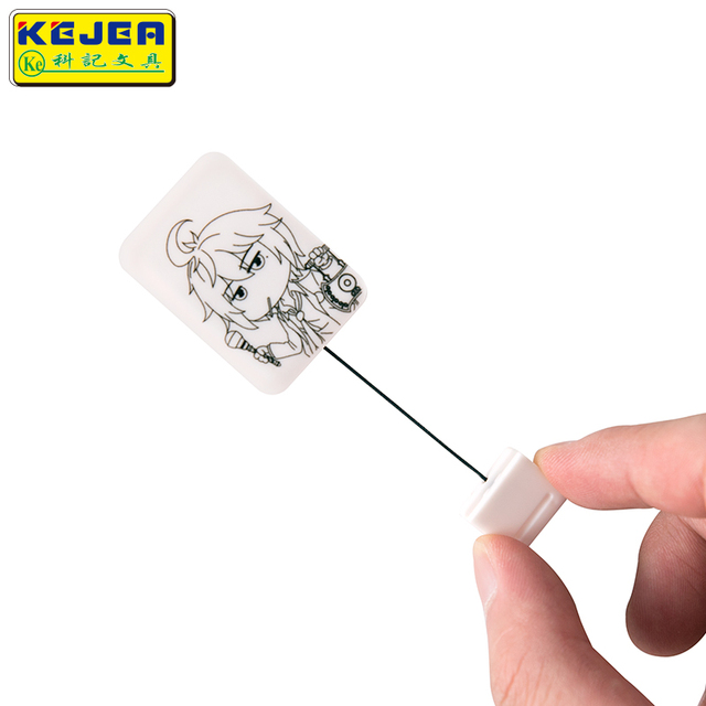 Retractable Id Card Holder square Badge Reel Metal slip Clip Backing Kejea