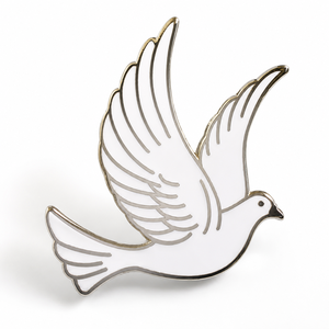 Broche personnalisée colombe blanche en émail, broche colombe de la paix, broche de revers en métal plaqué or, souvenir de vacances, cadeau OEM ODM - Product Image 1