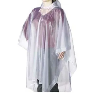 Customized Waterproof Reusable Smooth PVC 0.10mm Clear Poncho For Adult and kids