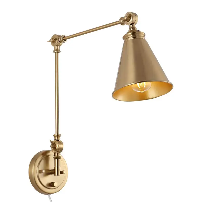 Lâmpadas de parede de bronze antigo, luz dobrável ajustável do vintage para decoração interna