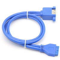 Câble d'extension double USB 3.0 femelle 20 broches à montage sur panneau, durable, PTFE PVC Nylon, charge rapide 3A, faisceau de câblage de longueur personnalisée