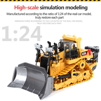 Venta caliente Kids Play Engineering Vehicle 2,4 Ghz 9CH Simulación One Key Demo RC Truck Control remoto Bulldozer