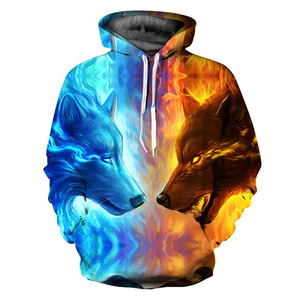 Livraison gratuite, sweat-shirts imprimés en 3D avec motif de loup pour hommes, nouveau style, sweat-shirt imprimé animal pour hommes, Harajuku, pull oversize amusant - Product Image 2