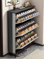 Zapatero de Madera Ultrafino Independiente, Mueble Integrado para Recibidor, Gran Capacidad, Ahorro de Espacio, Minimalista