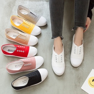 Nouvelles baskets basses en <span class=keywords><strong>toile</strong></span> respirantes à enfiler pour étudiantes, décontractées, blanches, disponibles en gros - Product Image 2