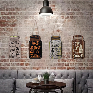 Plaque décorative en bois rétro style campagnard américain, avec lettres, pour café et bar, en copeaux de bois - Product Image 3