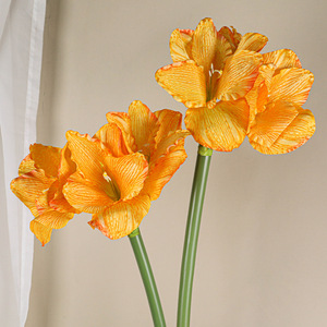 <span class=keywords><strong>Amaryllis</strong></span> artificielle de qualité supérieure à 4 têtes, fleurs en soie au toucher réel, 92 cm, <span class=keywords><strong>rouge</strong></span>, vert, jaune, décoration de mariage et de la maison - Product Image 3