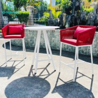 Ensemble de chaises de bar hautes modernes en aluminium rouge pour l'extérieur, chaises de salle à manger en corde, table pour bar à domicile, écologique, résistant aux intempéries