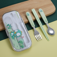 Dessin animé populaire enfants baguettes cuillère fourchette ensemble Cubiertos Kawaii enfants ensemble de couverts pour enfants avec étui
