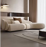 Canapé Courbé Designer en Tissu, Style Italien Luxe Léger, pour Salon d'Appartement, Design Moderne Simple et Créatif, au Sens du Design Avancé