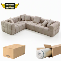 Canapé d'angle modulable en tissu style capitonné moderne, sans structure, compressé sous vide, pour salon