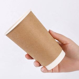 Gobelet en papier kraft à double paroi biodégradable avec couvercle Impression flexographique/offset pour café - Product Image 1