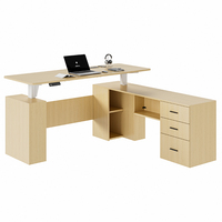 Escritorio Ejecutivo Ergonómico Moderno en Forma de L, de Madera Blanca, Ajustable en Altura, para Gerentes y Directores