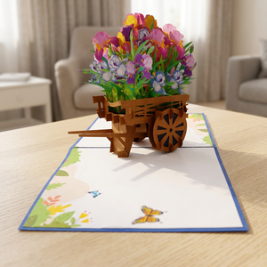 Carte pop-up 3D tendance avec fleurs irisées, artisanat en papier fait main, style amour, impression offset, best-seller, cadeau, décoration intérieure - Product Image 2