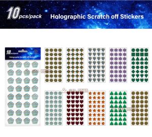 Étiquettes adhésives à gratter RTS pour emballage, autocollants holographiques circulaires personnalisés à gratter en rouleau/feuilles pour cartes-cadeaux DIY - Product Image 3