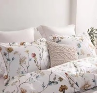 Ensemble de couette en coton personnalisé, blanc et bleu, imprimé de fleurs, alternative à l'ensemble de literie 3 pièces, résistant à l'eau, anti-acariens, 200TC