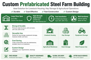 Bâtiment Agricole en Acier Préfabriqué Personnalisé pour Étable à Vaches Laitières, Abri pour Bétail avec Ventilation et <span class=keywords><strong>Allée</strong></span> d'Alimentation - Product Image 5